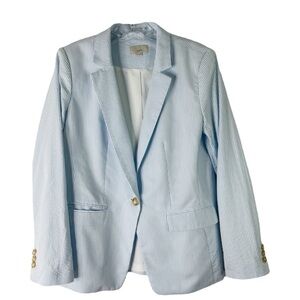 LOFT Sky Blue Striped Blazer
